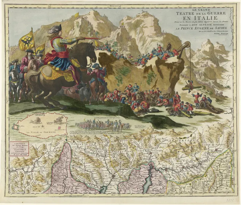 Kaart van Noord-Italië, ca. 1702 Wall Art by Caspar Luyken - High-Resolution Digital Print