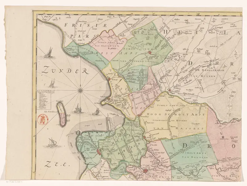 Kaart van Overijssel (deel linksboven) Wall Art by unknown - High-Resolution Digital Print