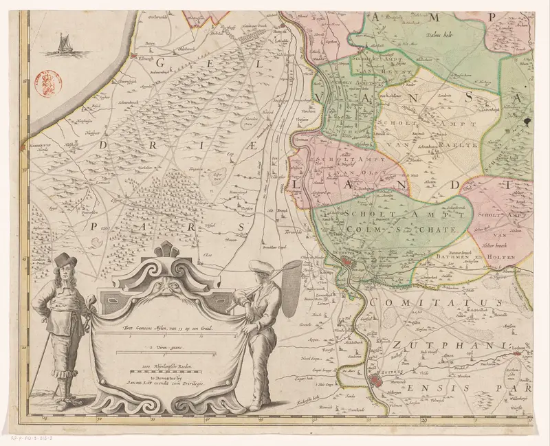 Kaart van Overijssel (deel linksonder) Wall Art by Nicolaas ten Have - High-Resolution Digital Print