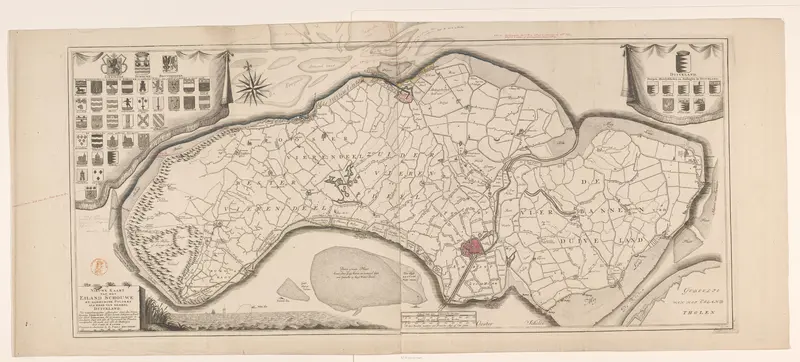 Kaart van Schouwen-Duiveland Wall Art by anonymous - High-Resolution Digital Print
