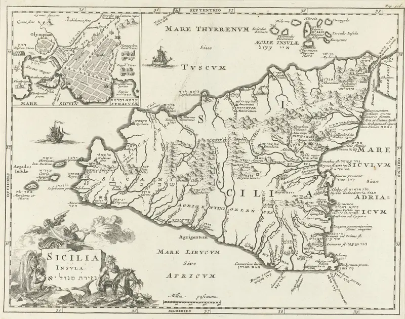 Kaart van Sicilië Wall Art by Cornelis Boutesteyn - High-Resolution Digital Print