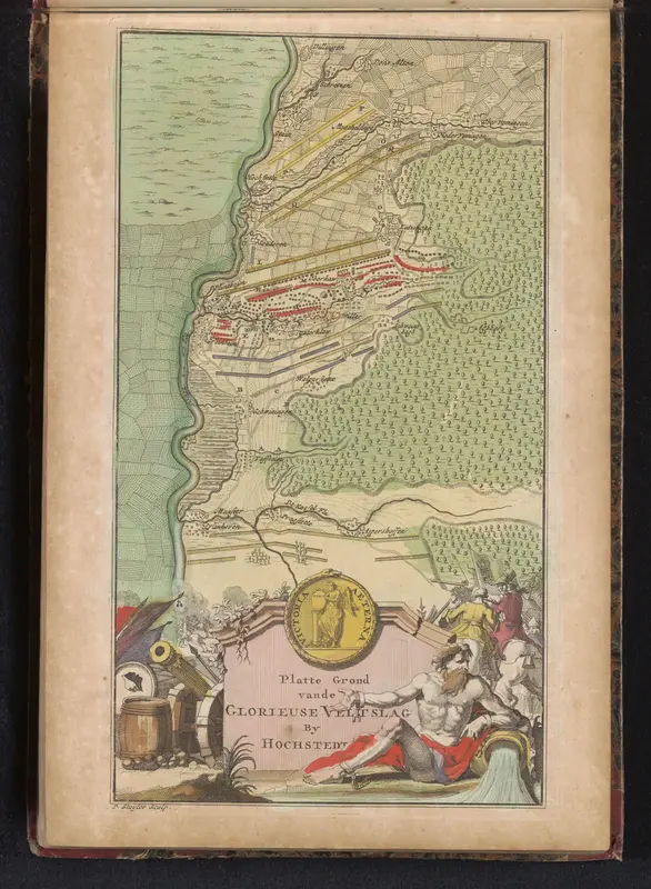 Kaart van slag bij Höchstädt, 1704 Wall Art by Unknown - High-Resolution Digital Print