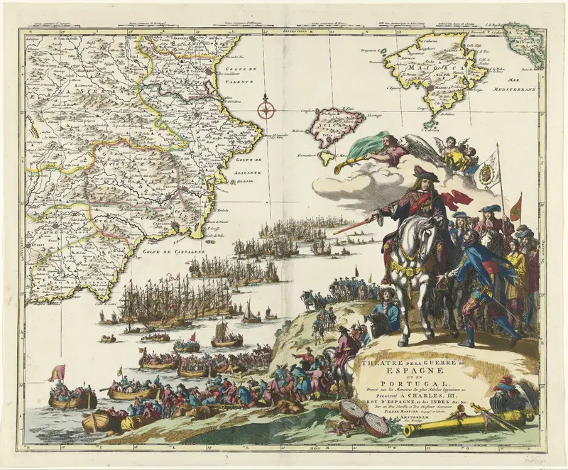 Kaart van Spanje en Portugal, ca. 1703 Wall Art by Jan Luyken - High-Resolution Digital Print