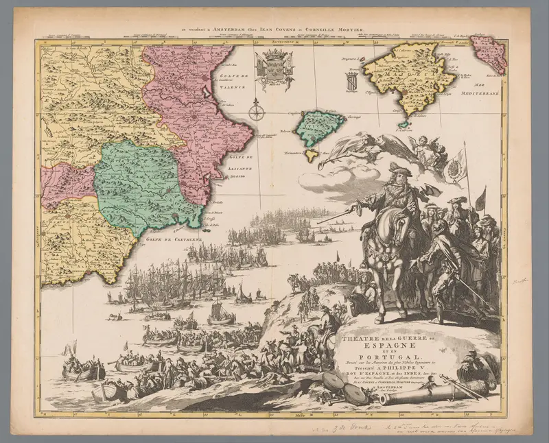 Kaart van Spanje en Portugal, ca. 1710 Wall Art by Unknown - High-Resolution Digital Print