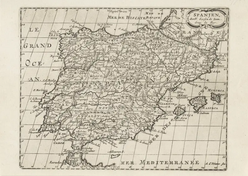 Kaart van Spanje Wall Art by Unknown - High-Resolution Digital Print