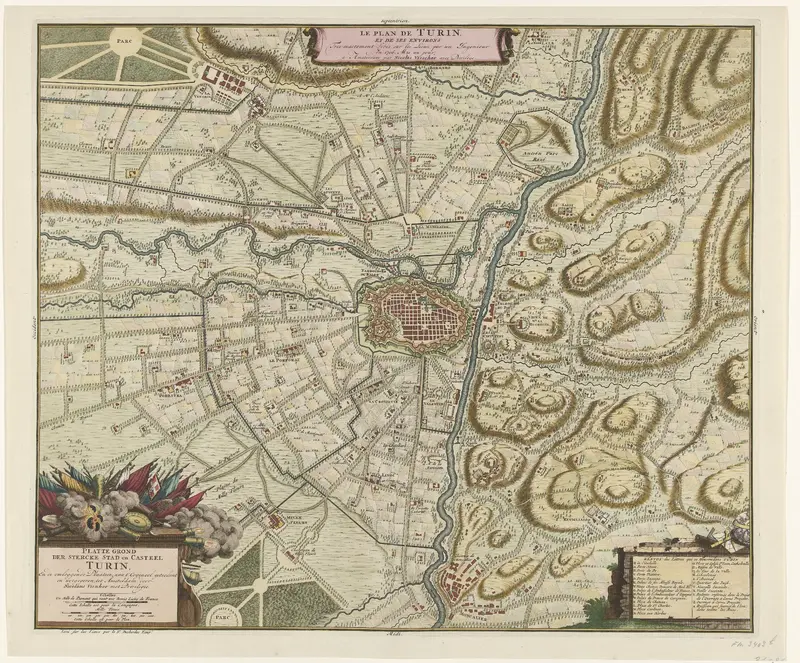 Kaart van Turijn en omgeving, 1706 Wall Art by Unknown - High-Resolution Digital Print