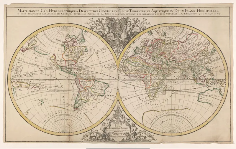 Kaart van twee halfronden van de wereld Wall Art by dauphin van Frankrijk Lodewijk - High-Resolution Digital Print