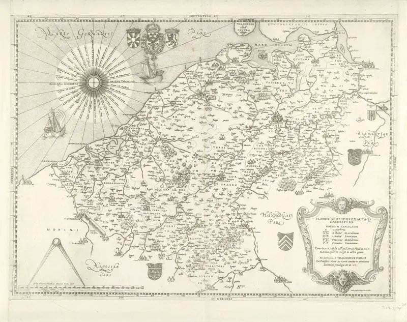 Kaart van Vlaanderen en Henegouwen, 1555 Wall Art by Unknown - High-Resolution Digital Print