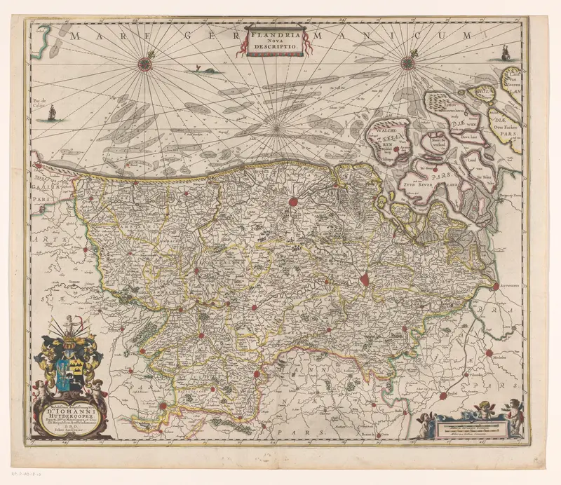 Kaart van Vlaanderen en Zeeland Wall Art by Johannes Janssonius van Waesberge (I) - High-Resolution Digital Print