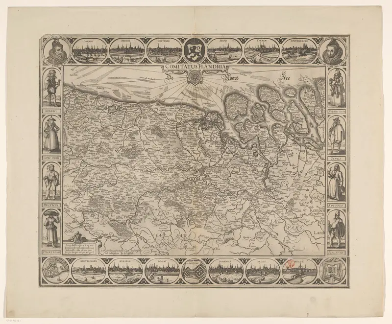 Kaart van Vlaanderen en Zeeland Wall Art by anonymous - High-Resolution Digital Print