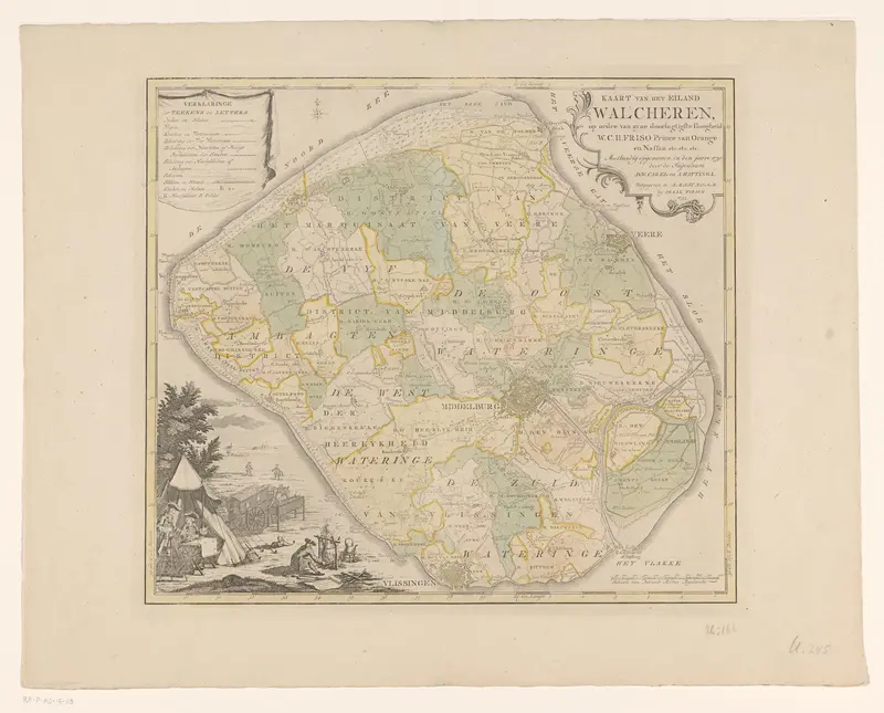 Kaart van Walcheren Wall Art by Christiaan Sepp - High-Resolution Digital Print