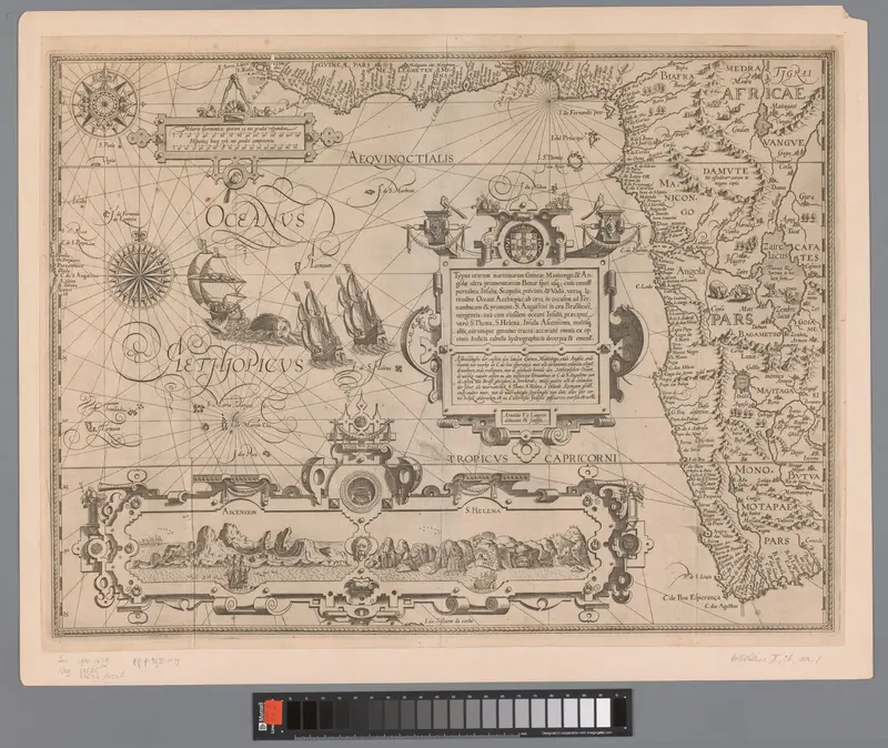 Kaart van West-Afrika van Guinee tot aan Kaap de Goede Hoop Wall Art by Cornelis Claesz. - High-Resolution Digital Print