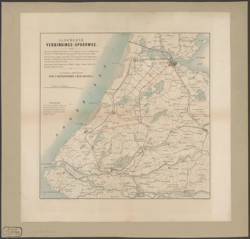 Kaart van West-Nederland met bestaande en voorgestelde spoorwegen Wall Art by anonymous - High-Resolution Digital Print