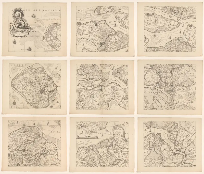 Kaart van Zeeland, bestaande uit negen delen Wall Art by anonymous - High-Resolution Digital Print
