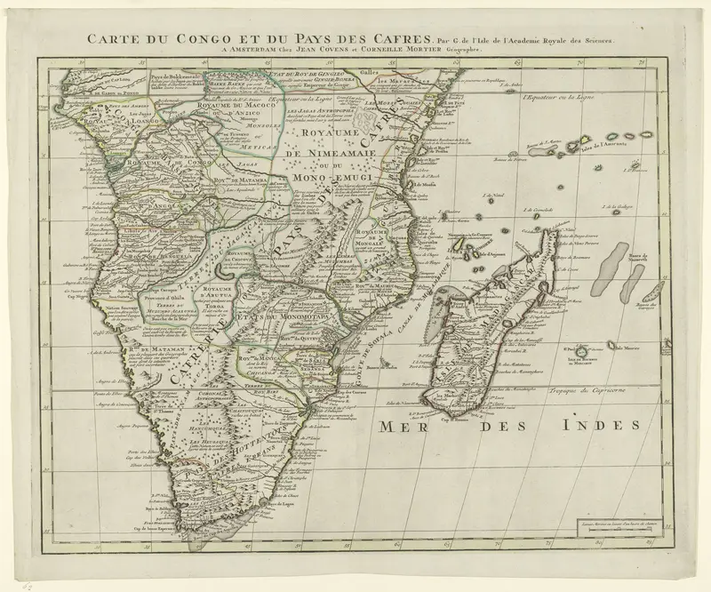 Kaart van Zuid-Afrika en Madagaskar Wall Art by anonymous - High-Resolution Digital Print