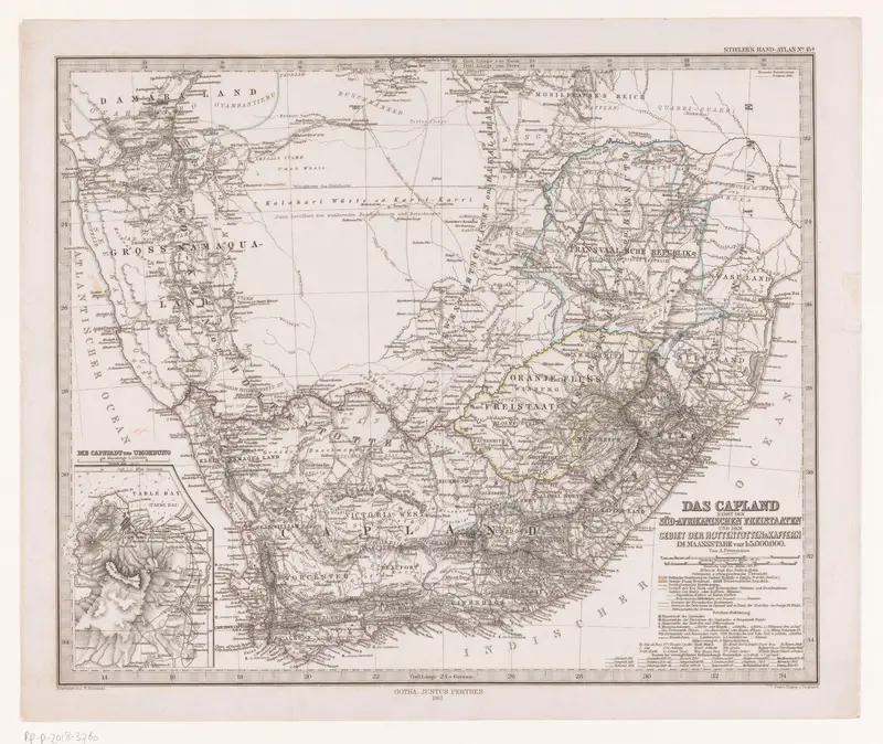 Kaart van Zuid-Afrika met de voormalige Kaapkolonie Wall Art by Unknown - High-Resolution Digital Print