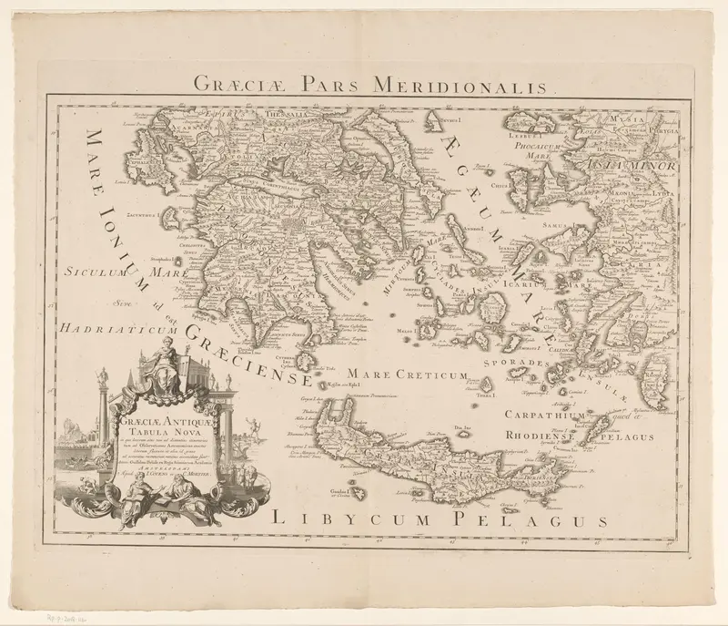 Kaart van Zuid-Griekenland Wall Art by Unknown - High-Resolution Digital Print