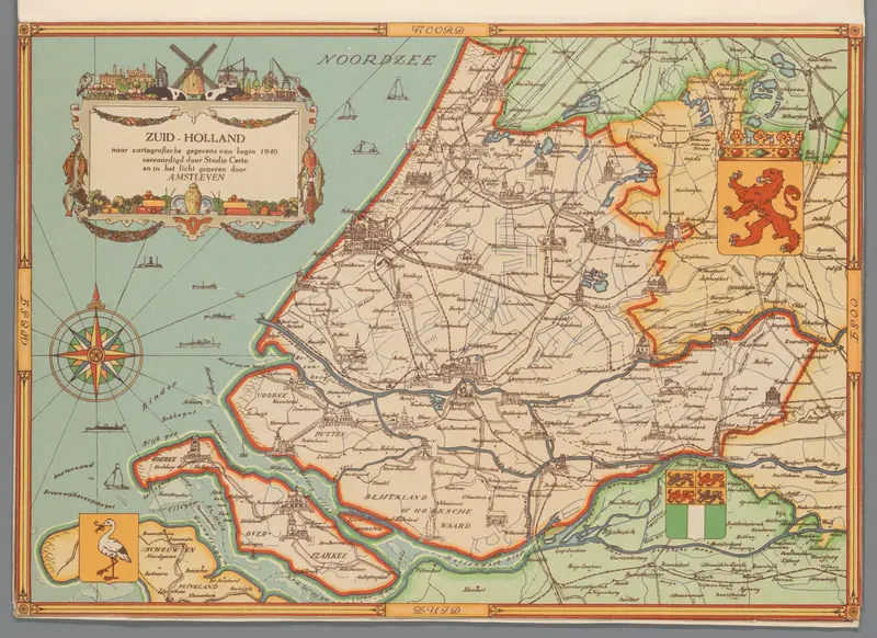 Kaart van Zuid-Holland, 1940 Wall Art by Unknown - High-Resolution Digital Print