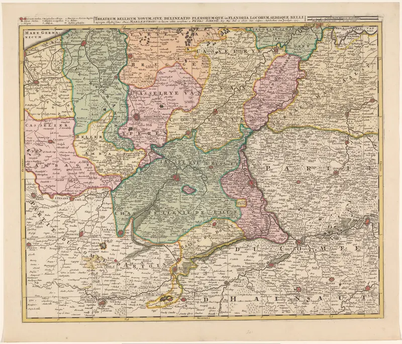Kaart van Zuid-Vlaanderen en Noordwest-Frankrijk Wall Art by anonymous - High-Resolution Digital Print