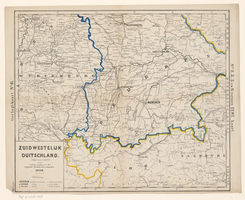 Kaart van Zuidwest-Duitsland Wall Art by anonymous - High-Resolution Digital Print