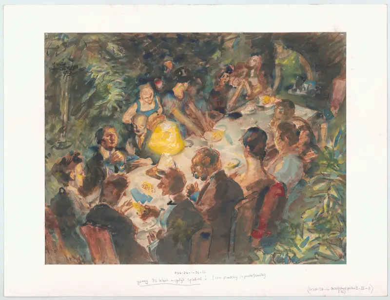 Kaartavondje in de tuin Wall Art by Unknown - High-Resolution Digital Print