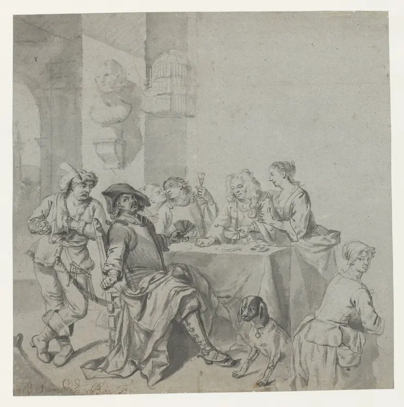 Kaartspelend gezelschap Wall Art by Balthasar van den Bossche - High-Resolution Digital Print
