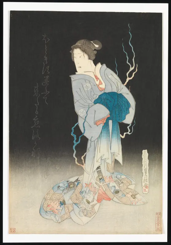 Kabuki Actor Onoe Kikugorō III as the Spirit of the Courtesan Yonakishii Wall Art by Hasegawa Sadanobu - High-Resolution Digital Print