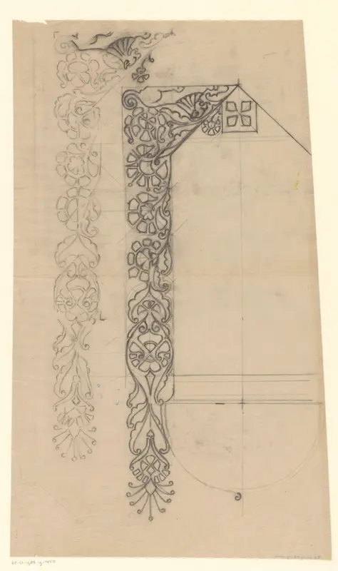 Kader met bloemornamenten en het wapen van Hilversum Wall Art by Reinier Willem Petrus de Vries (1874-1953) - High-Resolution Digital Print