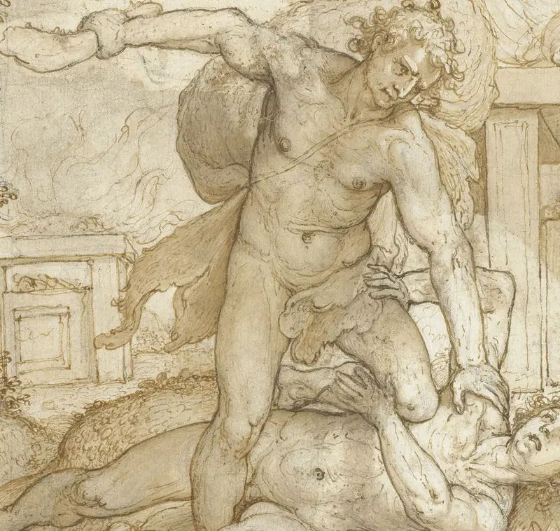 Kaïn slaat Abel dood met de ezelskinnebak Wall Art by Domenico Passignano - High-Resolution Digital Print