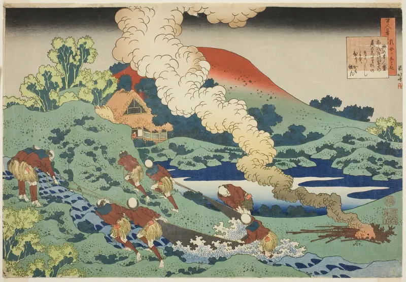 Kakinomoto Hitomaro from the series One Hundred Poems Explained by the Nurse (Hyakunin isshu uba ga etoki)