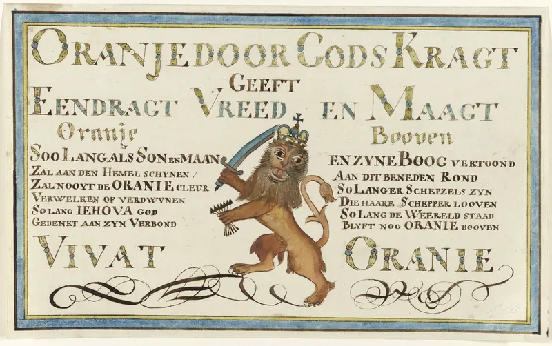 Kalligrafie op de eendracht door Oranje, 1787-1788 Wall Art by anonymous - High-Resolution Digital Print