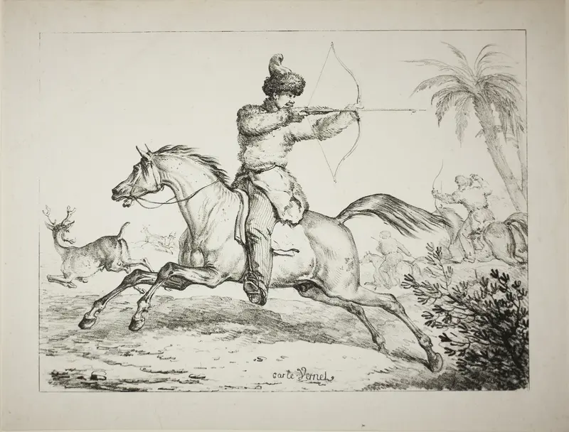 Kalmouk Archers Hunting Deer Wall Art by Carle Vernet - High-Resolution Digital Print
