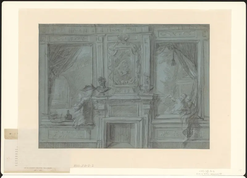 Kamerwand met schoorsteenstuk en beschilderingen Wall Art by Cornelis Troost - High-Resolution Digital Print