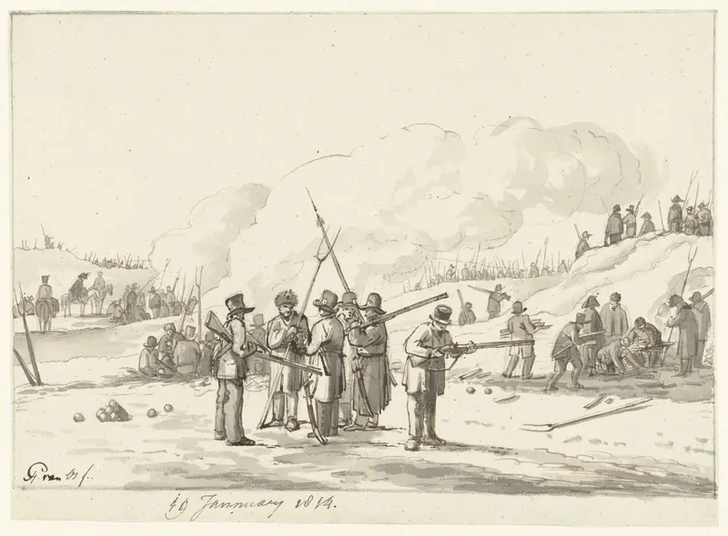 Kampement van burgers in duinen van Noord-Holland, 19 januari 1814 Wall Art by Unknown - High-Resolution Digital Print