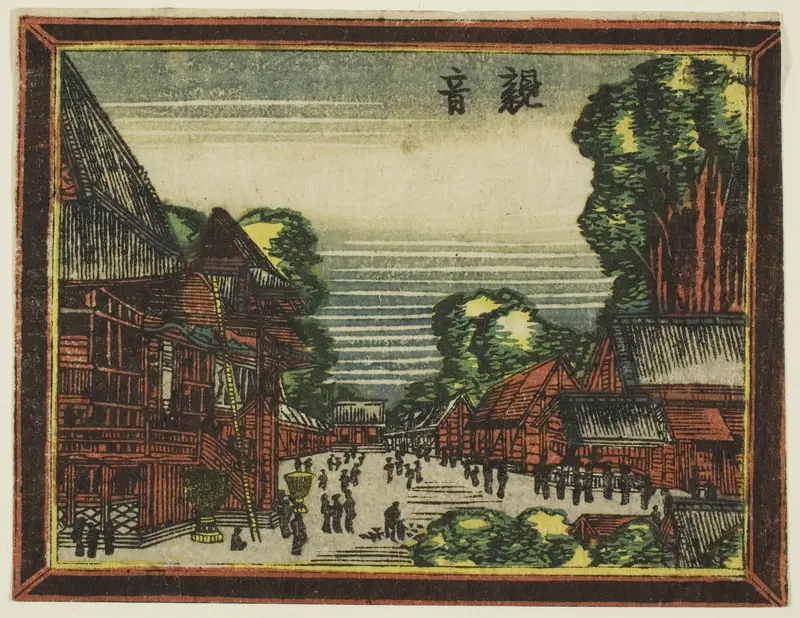 Kannon Temple (Kannon), from the series Dutch-style Pictures: Eight Views of Edo (Oranda gakyo Edo hakkei)