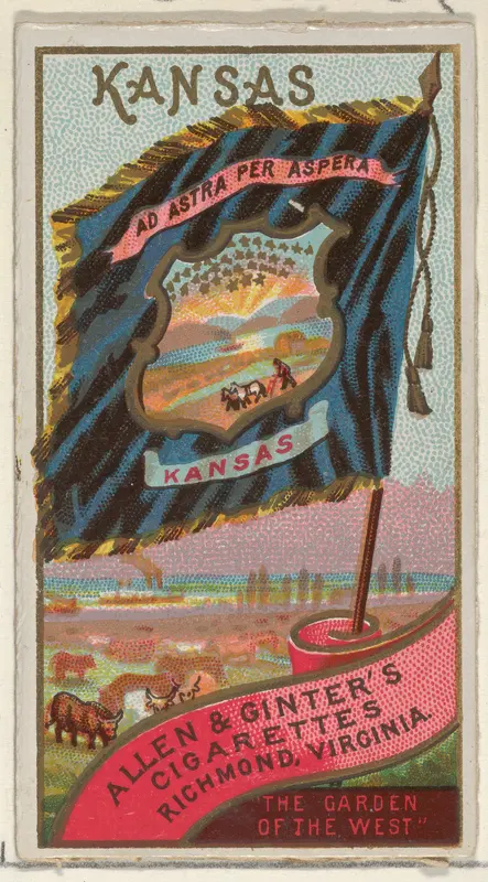 Kansas, from Flags of the States and Territories (N11) for Allen & Ginter Cigarettes Brands Wall Art by Allen & Ginter - High-Resolution Digital Print