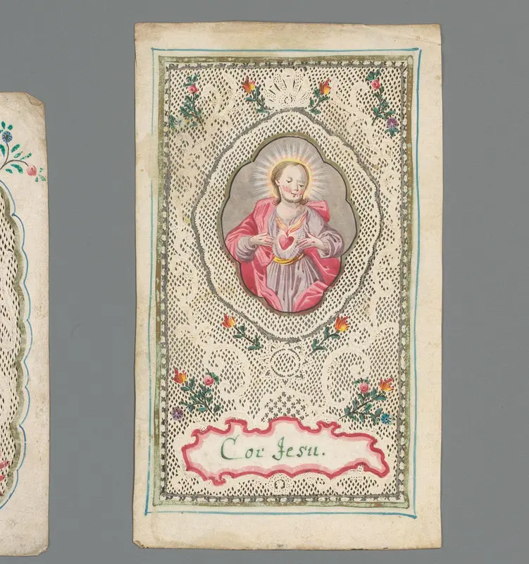Kantprentje met Christus met het Heilige Hart Wall Art by anonymous - High-Resolution Digital Print