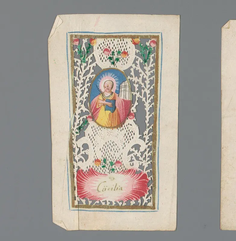 Kantprentje met de heilige Cecilia Wall Art by anonymous - High-Resolution Digital Print
