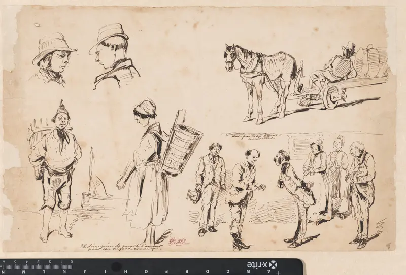 Karikaturale figuurscènes en een paard en wagen Wall Art by Unknown - High-Resolution Digital Print