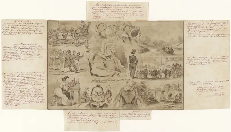 Karikaturale voorstelling met scènes uit het leven van een vrouw Wall Art by Pieter van Loon - High-Resolution Digital Print