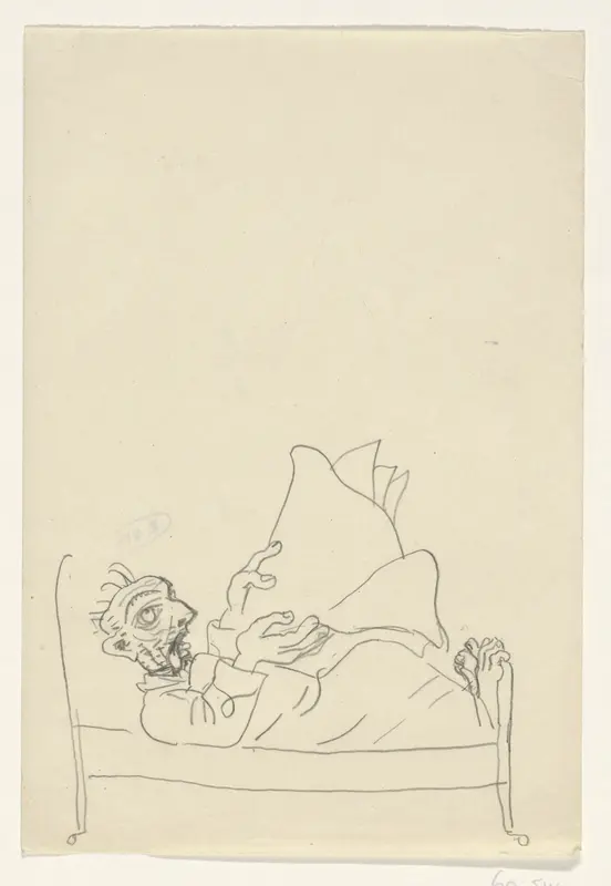 Karikatuur van Leo Gestel op zijn ziekbed Wall Art by Leo Gestel - High-Resolution Digital Print