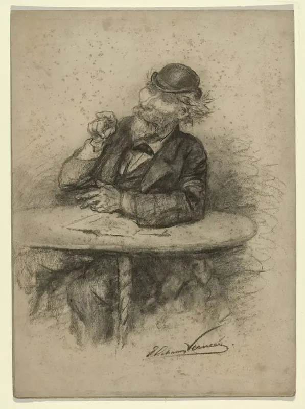 Karikatuurportret van de kunstschilder Fridolin Becker Wall Art by Unknown - High-Resolution Digital Print