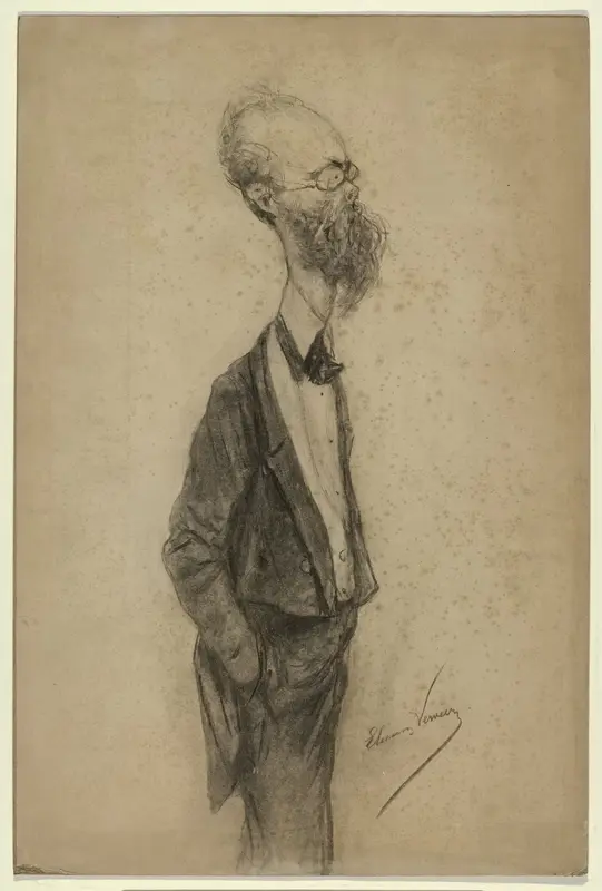 Karikatuurportret van de kunstschilder Willem Johannes Oppenoorth Wall Art by Unknown - High-Resolution Digital Print