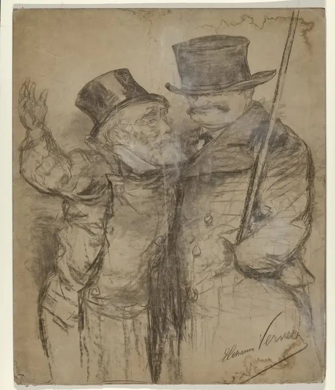 Karikatuurportret van Jozef Israels en Salomon van Witsen Wall Art by Unknown - High-Resolution Digital Print