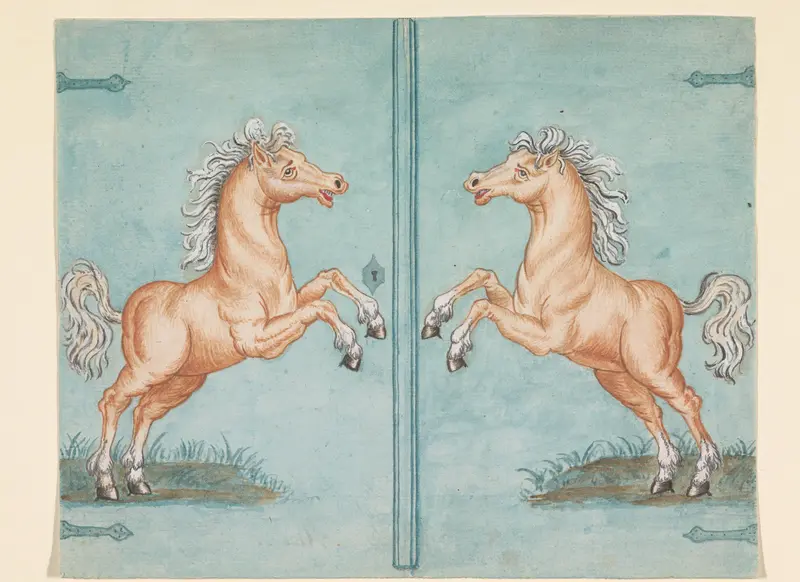 Kastdeuren met paarden Wall Art by Unknown - High-Resolution Digital Print