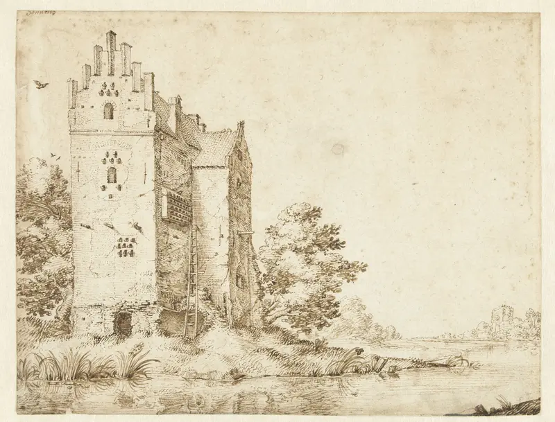 Kasteel aan de oever van een rivier Wall Art by Unknown - High-Resolution Digital Print