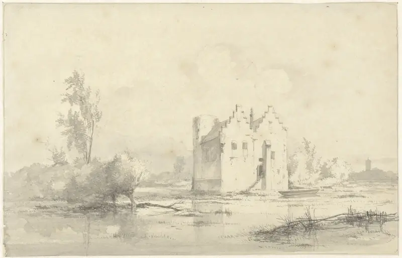 Kasteel Cronenburgh liggend in de moerassig geworden gracht Wall Art by Jan van Ravenswaay - High-Resolution Digital Print