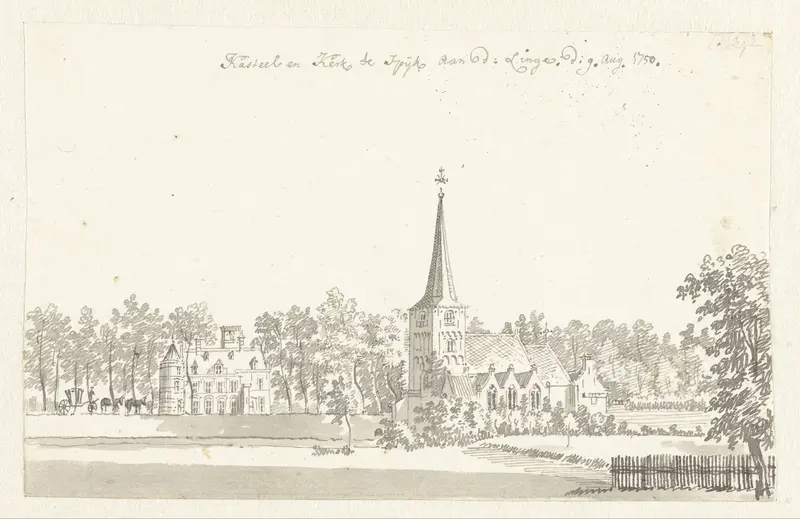 Kasteel en kerk te Spijk Wall Art by Jan de Beijer - High-Resolution Digital Print