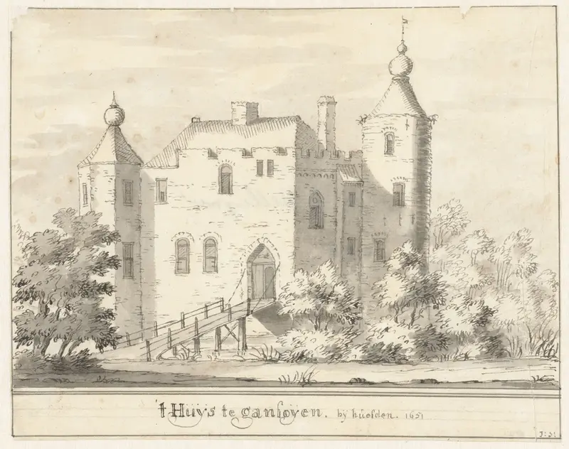 Kasteel Gansoyen bij Heusden in 1651 Wall Art by Jacobus Stellingwerff - High-Resolution Digital Print