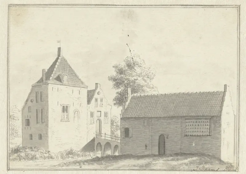 Kasteel Hinderstein te Langbroek vanuit het westen Wall Art by Unknown - High-Resolution Digital Print